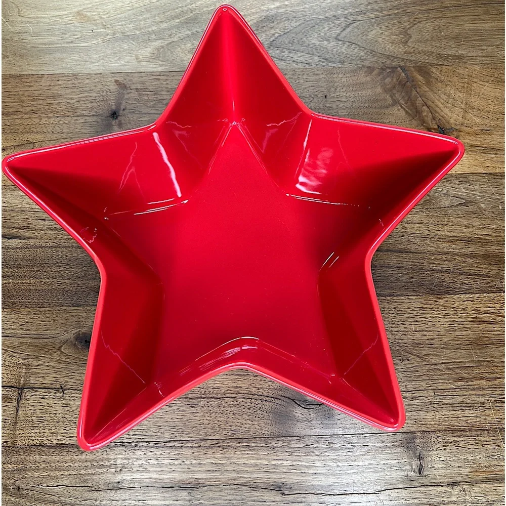 Crate & Barrel Bowl Red Serving Dish Fun Holiday Party Home Decor …